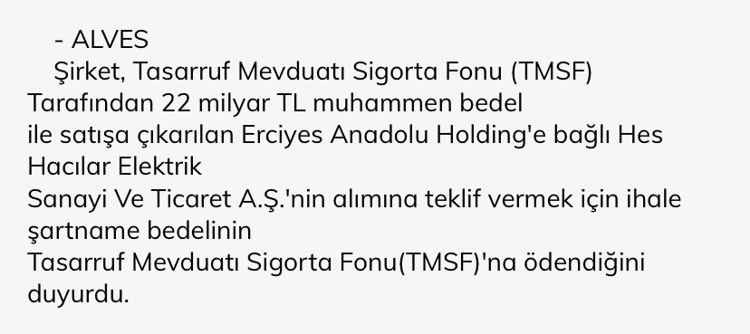 #alves bu temmuz ayında radar’a düştün hayırlı işleriniz olsun 
106ml sermaye 
1.6mr Özkaynaklar 
Net dönem kar
23/12=203ml   24/03=133ml 
817ml duran varlık 
1.96 mr dönen varlıklar
#yeniişiliikiler
#bisthaber