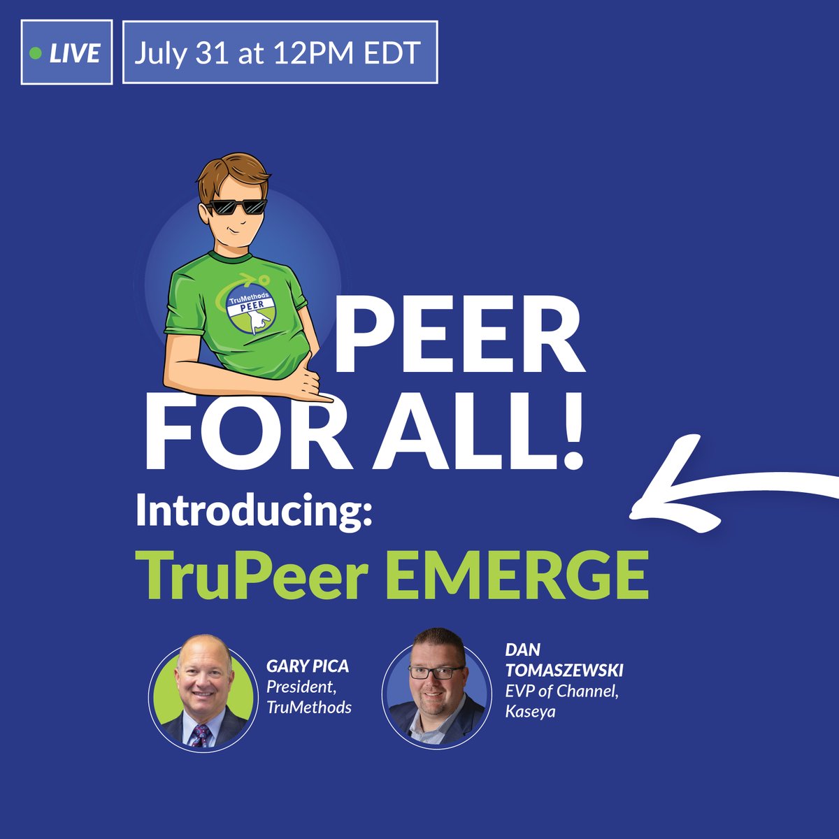 TruMethods (@trumethods) on Twitter photo On July 31 at 12 pm ET, @GaryPica, president of TruMethods, and Dan Tomaszewski, EVP of Channel at <a href="/KaseyaCorp/">Kaseya Corp</a>, are joining forces to discuss the recent expansion of the TruMethods Peer Program. 🤙 Sign up today! #MSPs
bit.ly/3zKnNyu On July 31 at 12 pm ET, @GaryPica, president of TruMethods, and Dan Tomaszewski, EVP of Channel at <a href="/KaseyaCorp/">Kaseya Corp</a>, are joining forces to discuss the recent expansion of the TruMethods Peer Program. 🤙 Sign up today! #MSPs
bit.ly/3zKnNyu
