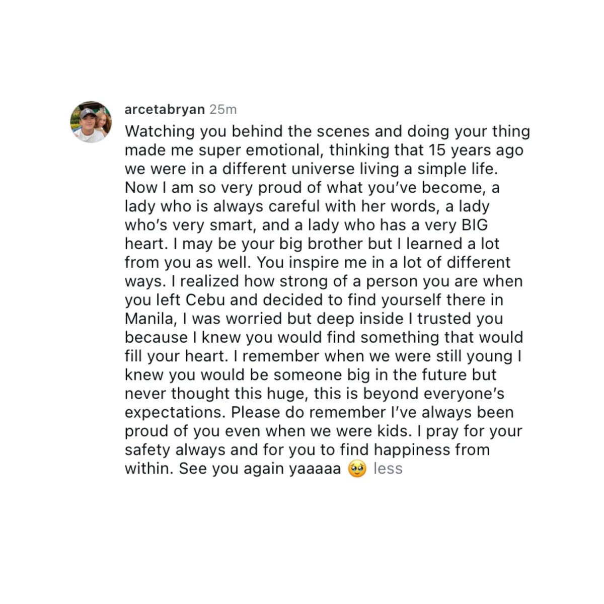 BESTGIRLMALOI's tweet photo. "Watching you behind the scenes and doing your thing made me super emotional, thinking that 15 years ago we were in a different universe living a simple life."

this kuya brian to @bini_aiah 🥹💘 https://t.co/AatLgTGBJs