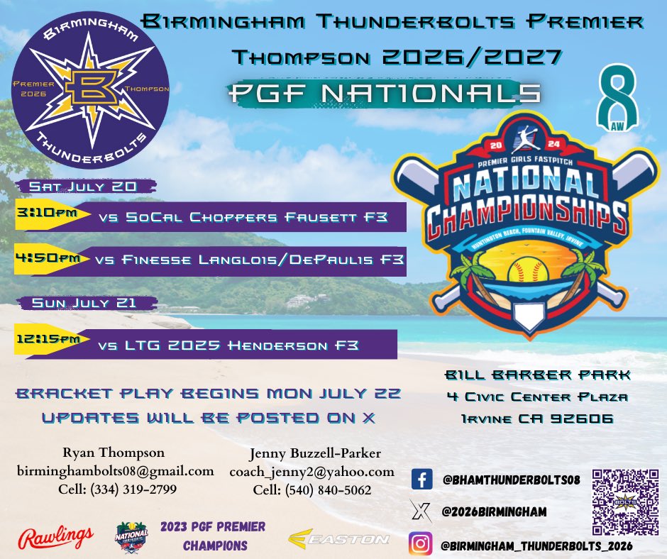 Birmingham Thunderbolts Premier 2026- Thompson (@2026birmingham) on Twitter photo Final ๐ for our summer szn! We are ๐ ๐ and Cali bound! <a href="/PGFnetwork/">PGF</a> ๐๏ธ ๐ฅ ๐ฆ
<a href="/BHMBoltsOrg/">Birmingham Thunderbolts Organization</a> <a href="/ThunderboltsOrg/">Thunderbolts Org</a> <a href="/Thompson__Ryan/">Ryan Thompson</a> <a href="/coach_jenny2/">Jenny Buzzell-Parker</a> Final ๐ for our summer szn! We are ๐ ๐ and Cali bound! <a href="/PGFnetwork/">PGF</a> ๐๏ธ ๐ฅ ๐ฆ
<a href="/BHMBoltsOrg/">Birmingham Thunderbolts Organization</a> <a href="/ThunderboltsOrg/">Thunderbolts Org</a> <a href="/Thompson__Ryan/">Ryan Thompson</a> <a href="/coach_jenny2/">Jenny Buzzell-Parker</a>