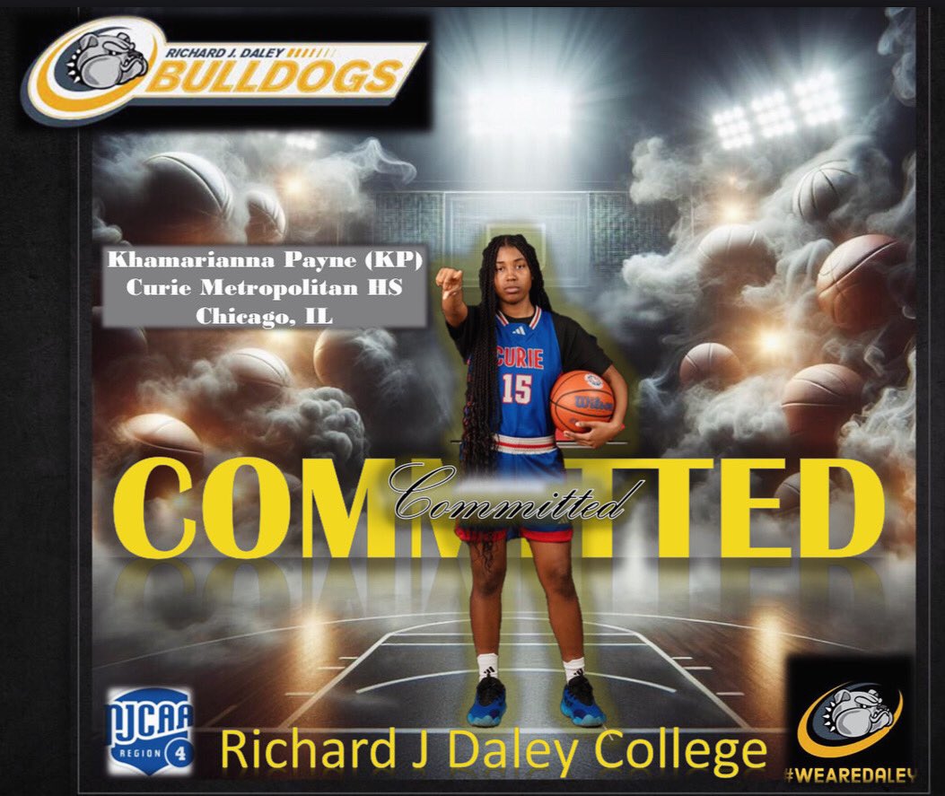 Our Women’s basketball team welcomes Khamarianna Payne A.K.A KP from Curie Metropolitan High School to the Daley family! Great player and a even better student. We are excited to have you apart of our Bull Dog Family 🏀🖤💛
#daleycollege #womensbasketball #curiemetropolitanhs