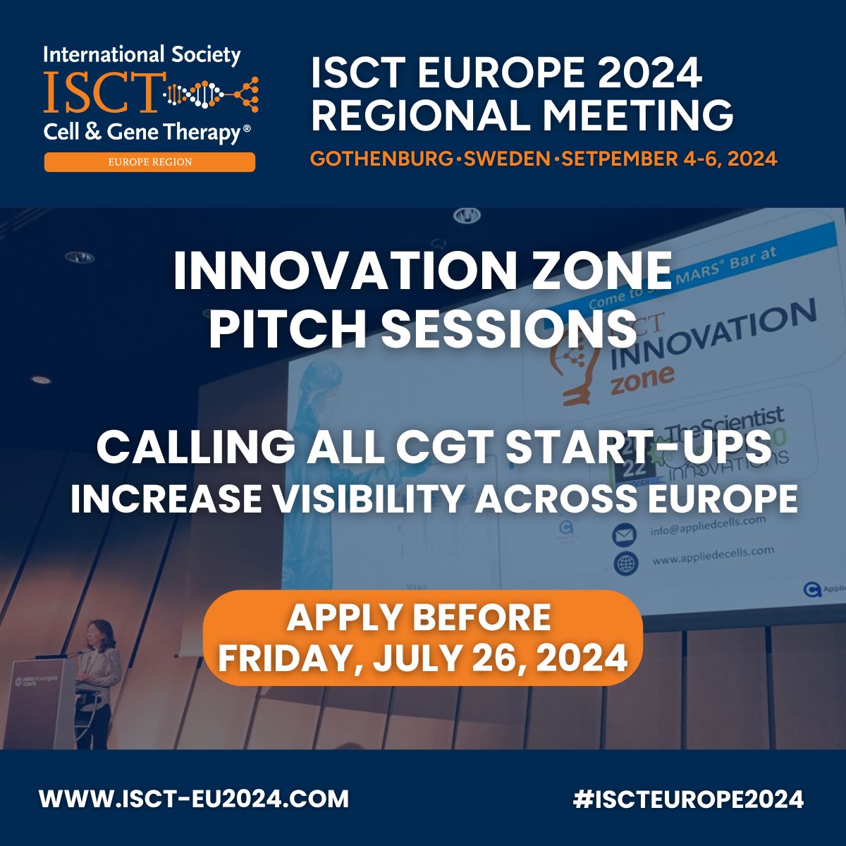 Don’t miss your last chance to apply to the Innovation Zone Presentations at ISCT Europe 2024! 

Apply now to claim one of our limited spaces! Applications close Friday, July 26, 2024. 
buff.ly/4eDCV0C