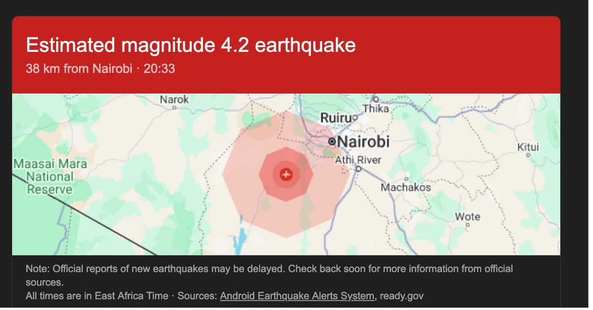 mmnjug's tweet photo. Meanwhile.... 4.2 magnitude quake near Nairobi https://t.co/KHqE10JlrS