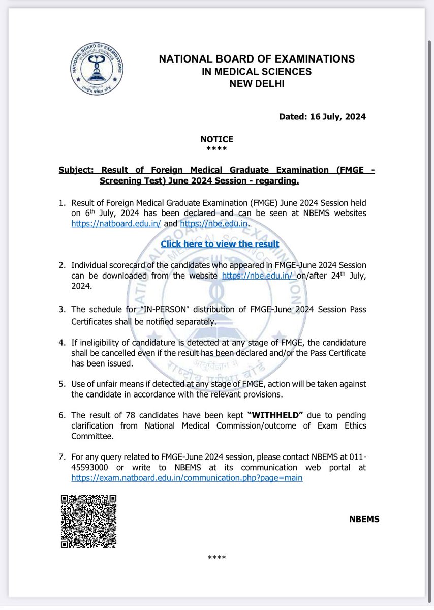 aimsa_fmsw's tweet photo. Result of FMGE-June 2024 Session Declared✅✨ https://t.co/3EZFr7bxHY