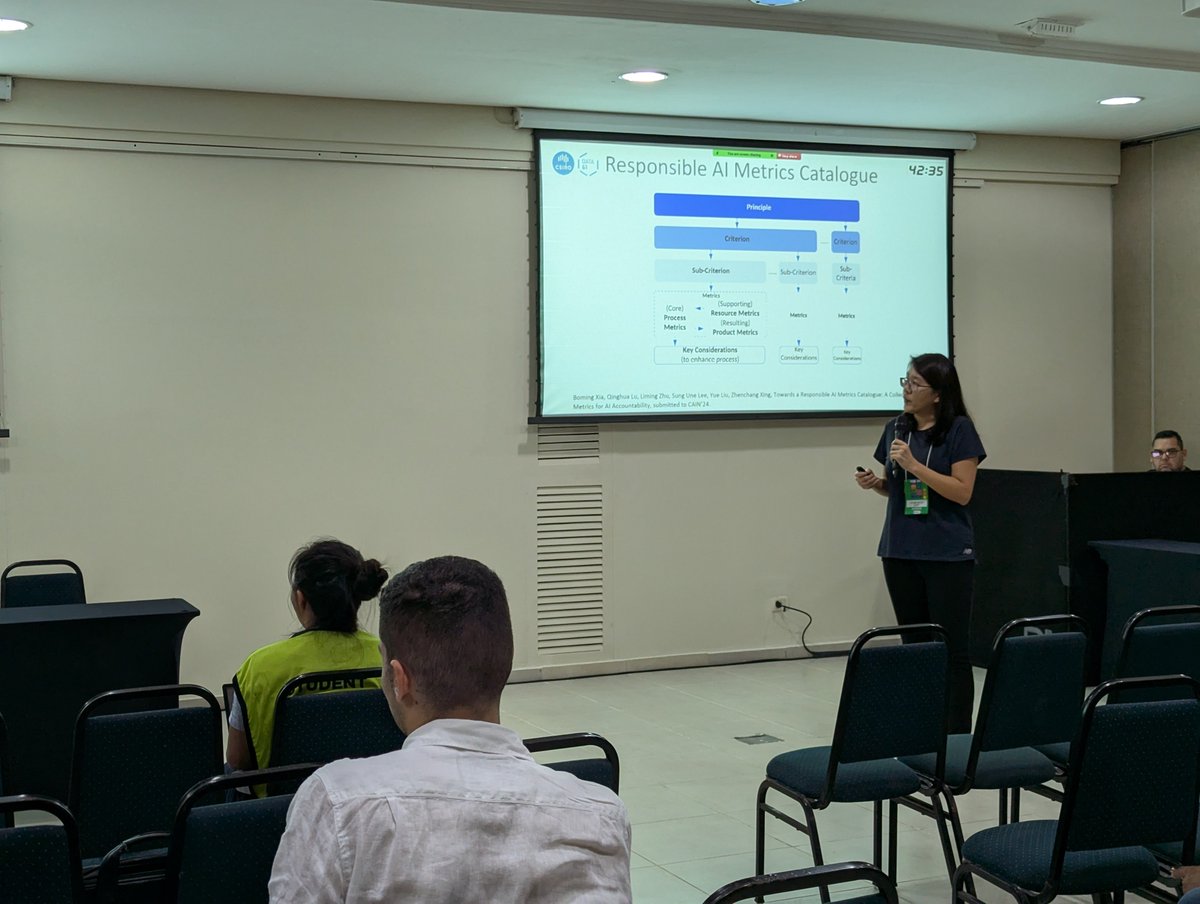 🌟 Happening now at #SEA4DQ2024: Dr. Qinghua Lu's keynote on "Responsible AI Engineering from A Data Perspective"! Insightful session on responsible AI practices. 📊🤖 #PROMISE2024 #AI #DataAnalytics #SoftwareEngineering