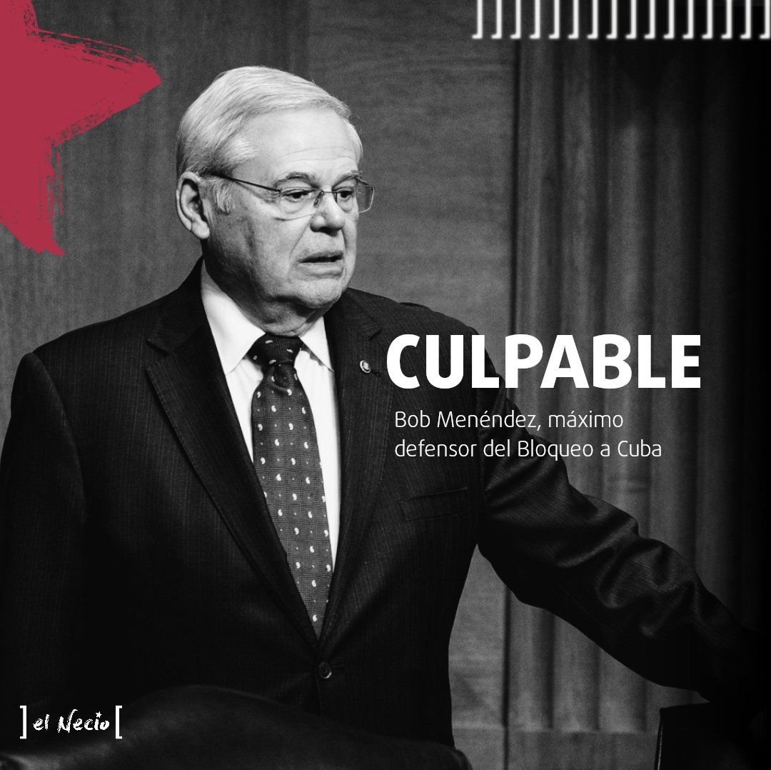🚨 ÚLTIMA HORA: El senador Bob Menéndez, máximo defensor del Bloqueo a Cuba y uno de los políticos con más poder en Washington, fue declarado CULPABLE este martes de corrupción, fraude y de trabajar como agente para el gobierno de Egipto.

Así son las CLOACAS ANTICUBANAS
