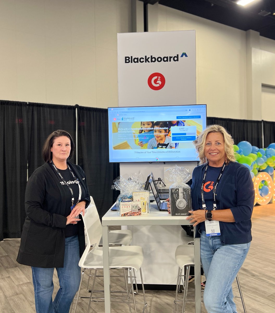 #AT24 attendees - visit <a href="/G2dotcom/">G2</a> in the Together Village, write a review of Blackboard, and be entered to win a raffle. Even better, $10 will be donated to Cardz for Kidz for every approved review.