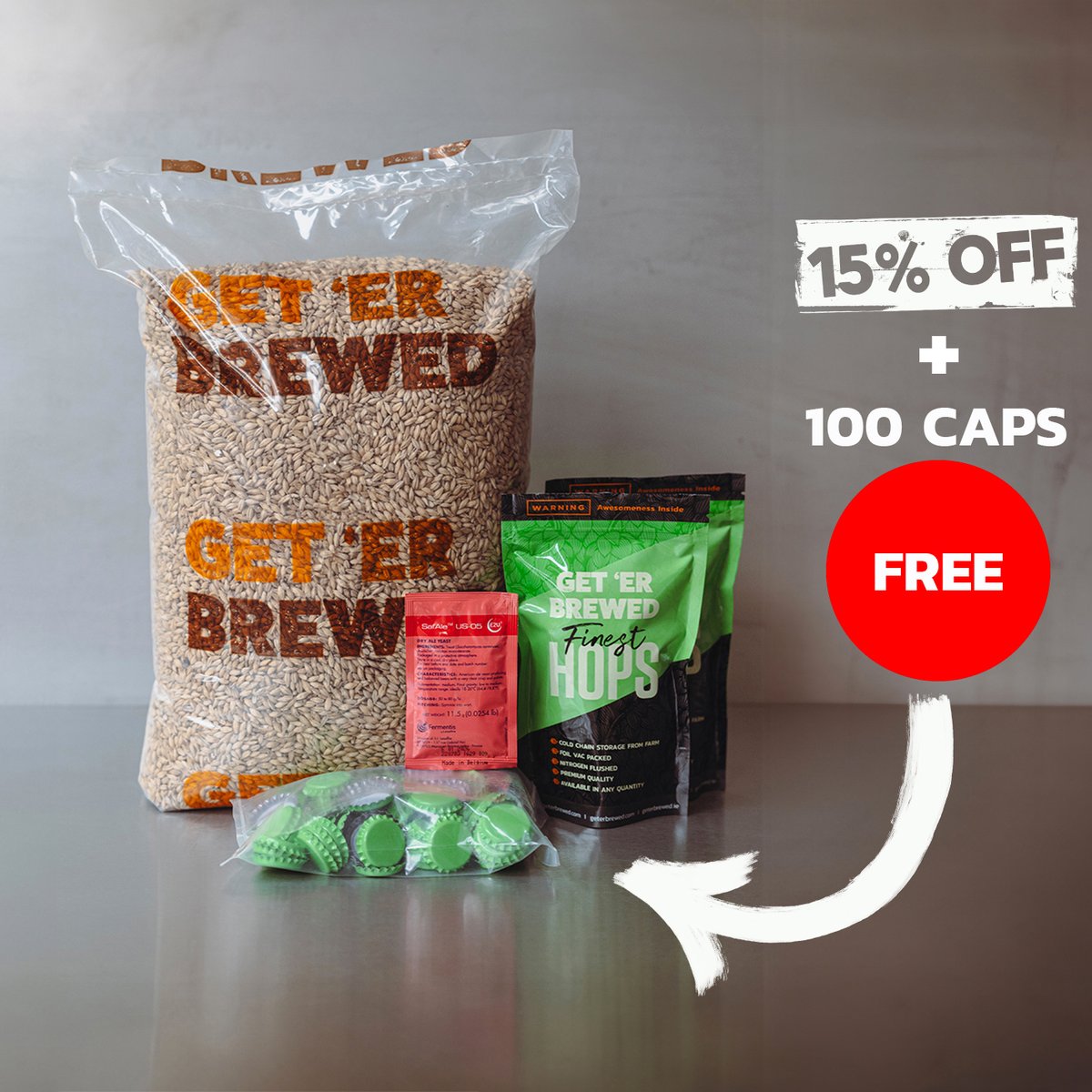 Geterbrewed's tweet photo. ONLY 3 DAYS LEFT!
15% off + 100 free caps 🎉
Brew perfect beer from scratch with our All Grain Kits 🍺 👇

https://t.co/0xPAdJqL04 

#homebrewing  #homebrewingonly  #homebrewingexperience  #homebrewingbeer  #homebrewingequipment  #homebrewinglovers  #homebrewingtips https://t.co/Igv7w2gRN8