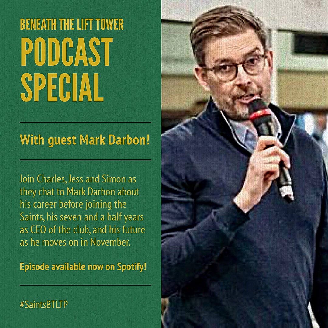 SaintsBTLTPod's tweet photo. Available now is a 1-hour podcast special, where we had the privilege of chatting to Mark Darbon. We discuss his career before joining Saints, all that he has achieved with the club, and his move to Scotland at the end of November. Click here to listen: https://t.co/7FngB8dXjs https://t.co/rzt5cMJRI6