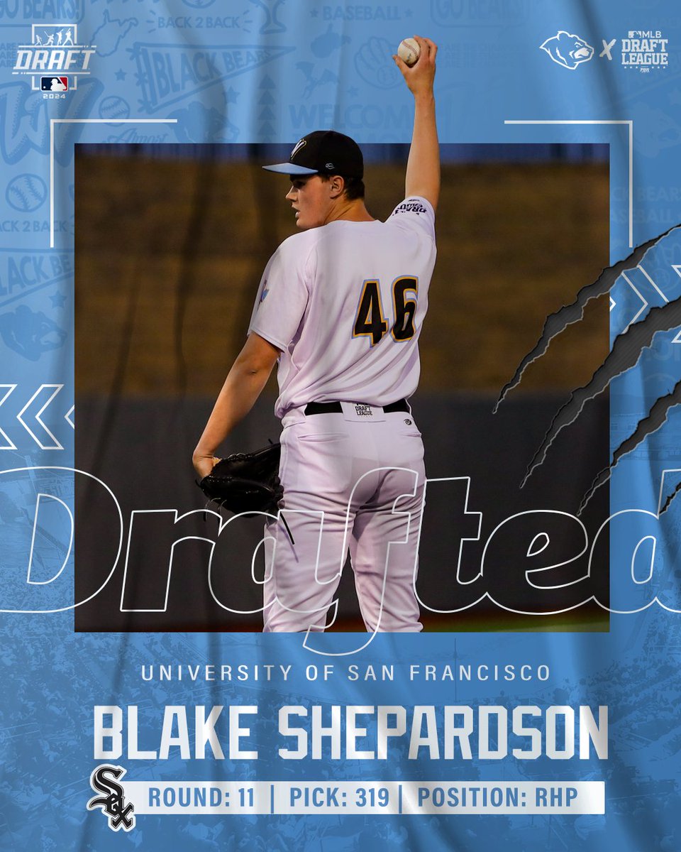 WV Black Bears (@wvblackbears) on Twitter photo 🚨 DRAFTED 🚨
Blake Shepardson ➡️ <a href="/whitesox/">Chicago White Sox</a>
Shepardson is headed to the Windy City! With the 319th pick, the Chicago White Sox take the RHP from University of San Francisco! #BearWitness 🚨 DRAFTED 🚨
Blake Shepardson ➡️ <a href="/whitesox/">Chicago White Sox</a>
Shepardson is headed to the Windy City! With the 319th pick, the Chicago White Sox take the RHP from University of San Francisco! #BearWitness