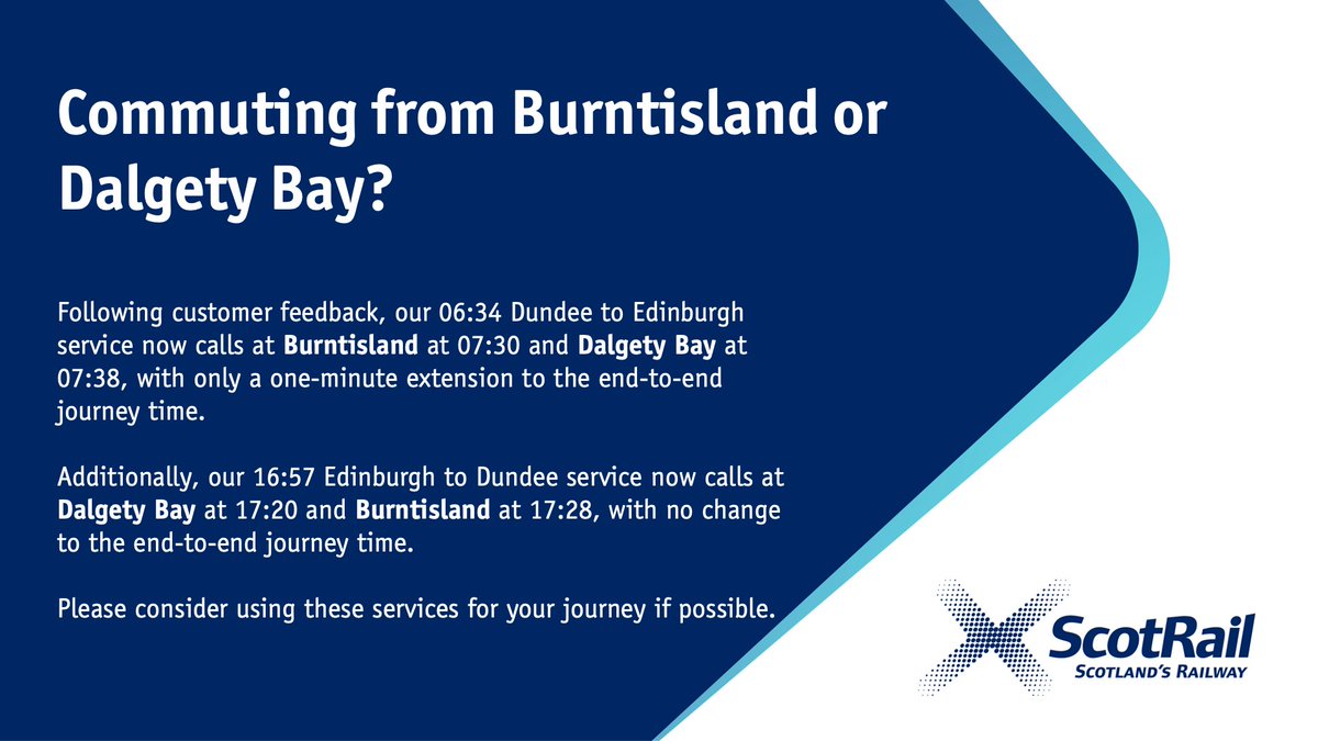 Commuting from Burntisland or Dalgety Bay? 👇