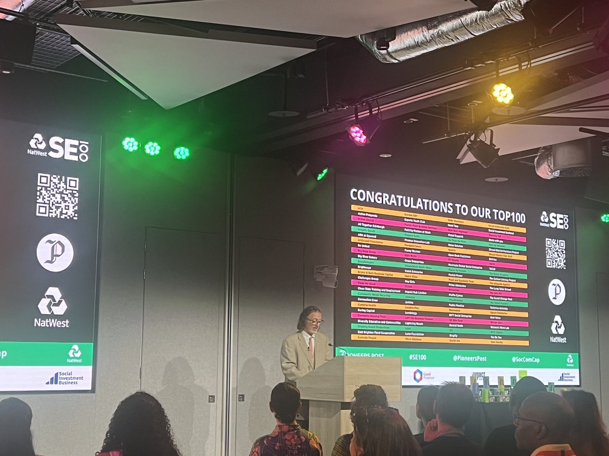 Having a great time celebrating the <a href="/NatWestGroup/">NatWest Group</a> <a href="/SocComCap/">Social & Community Capital</a> <a href="/PioneersPost/">Pioneers Post</a> Social Enterprise 100 Awards. Delighted to have made the top 100 list. #SE100