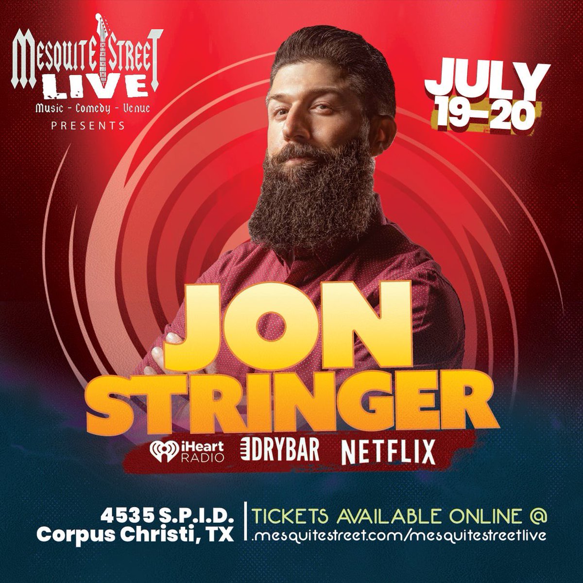 JonJStringer's tweet photo. I’m in CORPUS CHRIST, TX this weekend!!! Grab some tickets and come get this comedy! I used Google to translate the following…
❤️Mi corazón pertenece al Corpitos❤️ Tickets available at https://t.co/83N8bMz5Hu https://t.co/qakuuYq5Nq