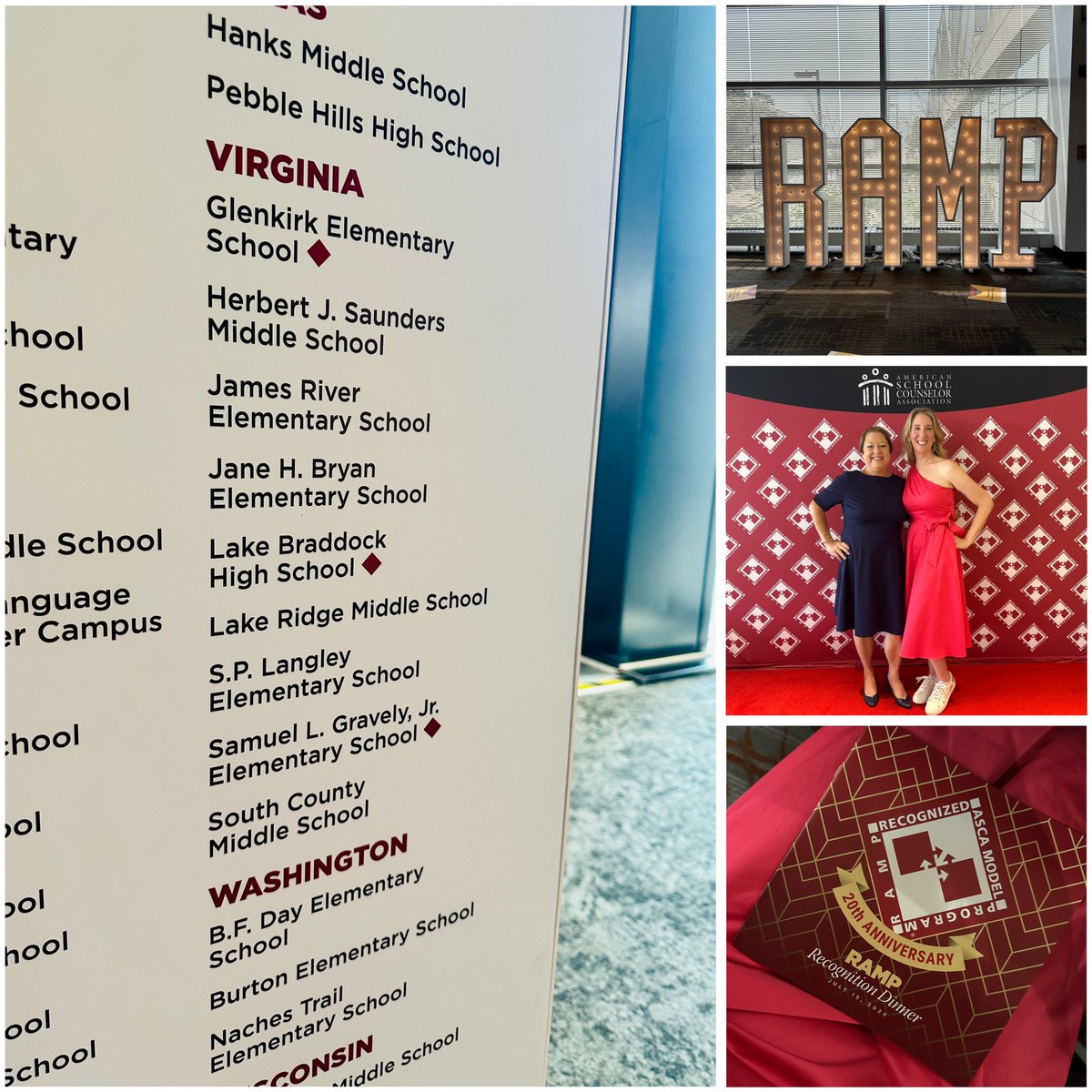 A huge shout out to these schools in Virginia RAMP recipients! Paige and Sarah, two of our VSCA Board of Directors, were there to support at the gala and make some of the loudest cheers in the room! ✨ Way to represent Virginia! #asca24 #vaisforschoolcounselors