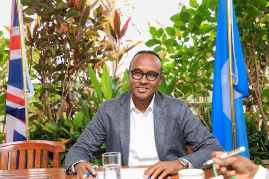 The Commissioner of the National Disaster Management Agency <a href="/MahamuudMoallim/">Mahamuud Moallim</a> held a meeting with <a href="/FCDOGovUK/">Foreign, Commonwealth & Development Office</a> Director <a href="/PycroftC/">Christopher Pycroft</a>. They discussed enhancing collaboration to improve safety and rescue operations in #Somalia, focusing on early warnings, drought, climate change impacts,