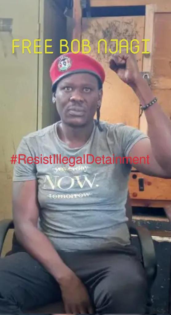 GitobuImanyara's tweet photo. Illegally Detained.
Free Bob Njagi and 4 others.
They were demonstrating peacefully and in a minute they were picked with armed men and are currently being held in Kitengela police station.

It's against the law to arrest a Peaceful demonstrator who has issued a Notification to the O.C.S of a Peaceful Protest in accordance with our Constitution.