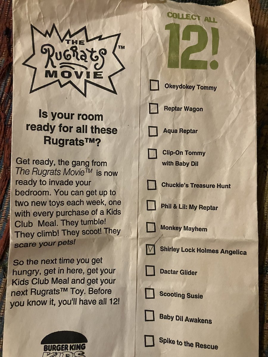 I found a Burger King artifact. Amongst my things, I found a paper bag that formally held one of my mini Rugrats toys lol. Take a look at the checklist. How many of you have any of these?