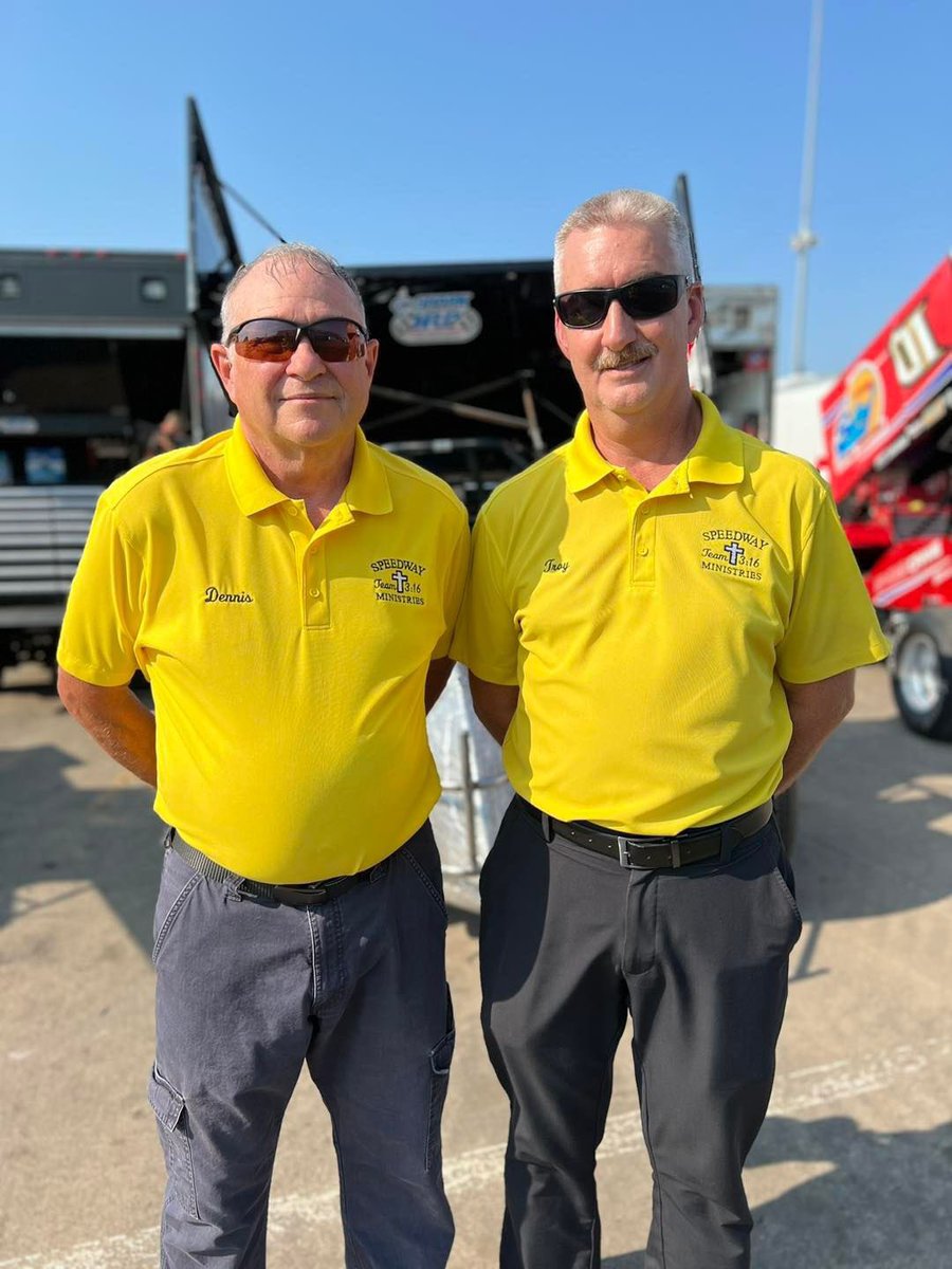 A special THANK YOU to Dennis Fry and Troy Miller of Speedway Ministries. These two men are here each race night to support everyone in the infield. Maybe it’s a casual conversation about the weather and racing, a chance to pray with you, or support when there has been an injured