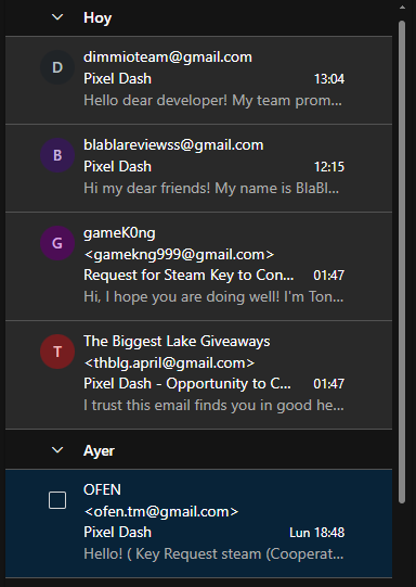 Less than 24 hours from release I got a bunch of emails from "curators" requesting keys, but they ask me to send them through email. 

They are a scam, if you are an #indiedev don't trust them, they just want free copies of your game. 

Stay safe!