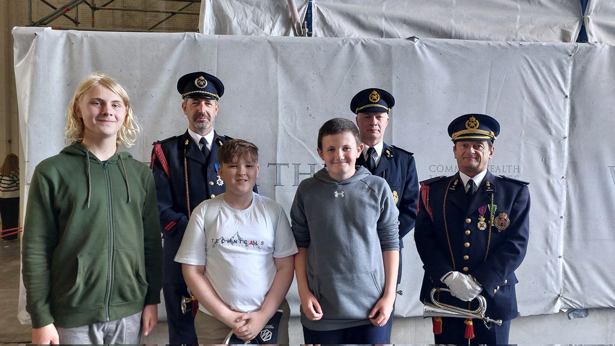 sandbachhistory's tweet image. Ben, Oliver and Edward represented Sandbach School extremely well at the Menin Gate ceremony in Ypres tonight. #Battlefields2024