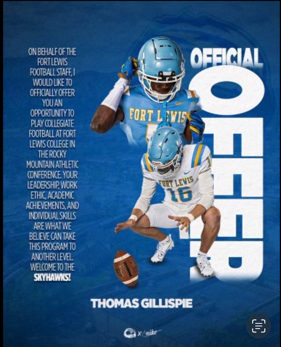 Thomas Gillispie (@thomasgillisp18) on Twitter photo After a great camp and having a great conversation with <a href="/GrindeScot76154/">Scott Grinde</a> I’m blessed to receive and official offer to play collegiate fb at Fort Lewis College. <a href="/FLCCoach_Grinde/">John Grinde</a> <a href="/TheCoach7Bible/">Jordan Bible</a> <a href="/FLCCoach_Cox/">Johnny Cox</a>. After a great camp and having a great conversation with <a href="/GrindeScot76154/">Scott Grinde</a> I’m blessed to receive and official offer to play collegiate fb at Fort Lewis College. <a href="/FLCCoach_Grinde/">John Grinde</a> <a href="/TheCoach7Bible/">Jordan Bible</a> <a href="/FLCCoach_Cox/">Johnny Cox</a>.