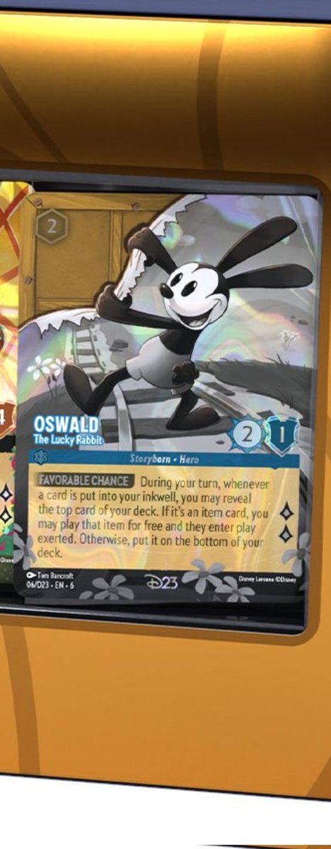 Close up look at Set 6 "Oswald, The Lucky Rabbit" Card #lorcana Close up look at Set 6 "Oswald, The Lucky Rabbit" Card #lorcana