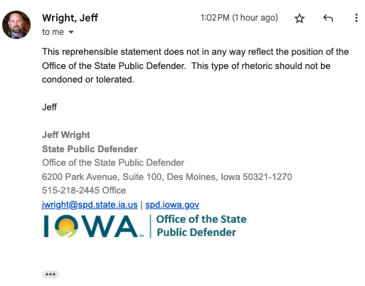 libsoftiktok's tweet photo. Meet Jennifer Miralles, an attorney for Iowa's State Public Defenders Office. She allegedly made this post about being upset that the sh**ter missed.

Iowa's State Public Defender Jeff Wright responded to our request for comment stating, "This type of rhetoric should not be condoned or tolerated."

However, in a follow-up email, he declined to comment on Jennifer's employment status.