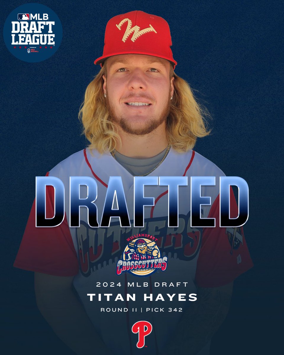 MLB Draft League (@mlbdraftleague) on Twitter photo Titan Hayes ➡️ #RingTheBell
The <a href="/Phillies/">Philadelphia Phillies</a> select RHP Titan Hayes (<a href="/crosscutters/">Williamsport Crosscutters</a> '23) in the 11th round of the 2024 #MLBDraft! Titan Hayes ➡️ #RingTheBell
The <a href="/Phillies/">Philadelphia Phillies</a> select RHP Titan Hayes (<a href="/crosscutters/">Williamsport Crosscutters</a> '23) in the 11th round of the 2024 #MLBDraft!
