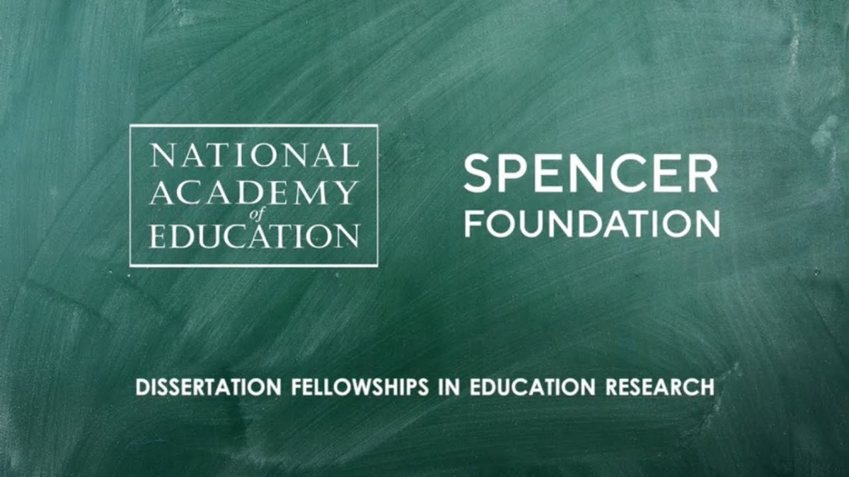 The <a href="/NAEduc/">NAEd</a>/<a href="/Spencer_Fdn/">Spencer Foundation</a> Dissertation Fellowship encourages the next generation of scholars to undertake high-quality education research wherever it takes place in the world. Applications are now open and will be accepted until October 3 at 5 PM ET. youtu.be/2ulecHTWu80
