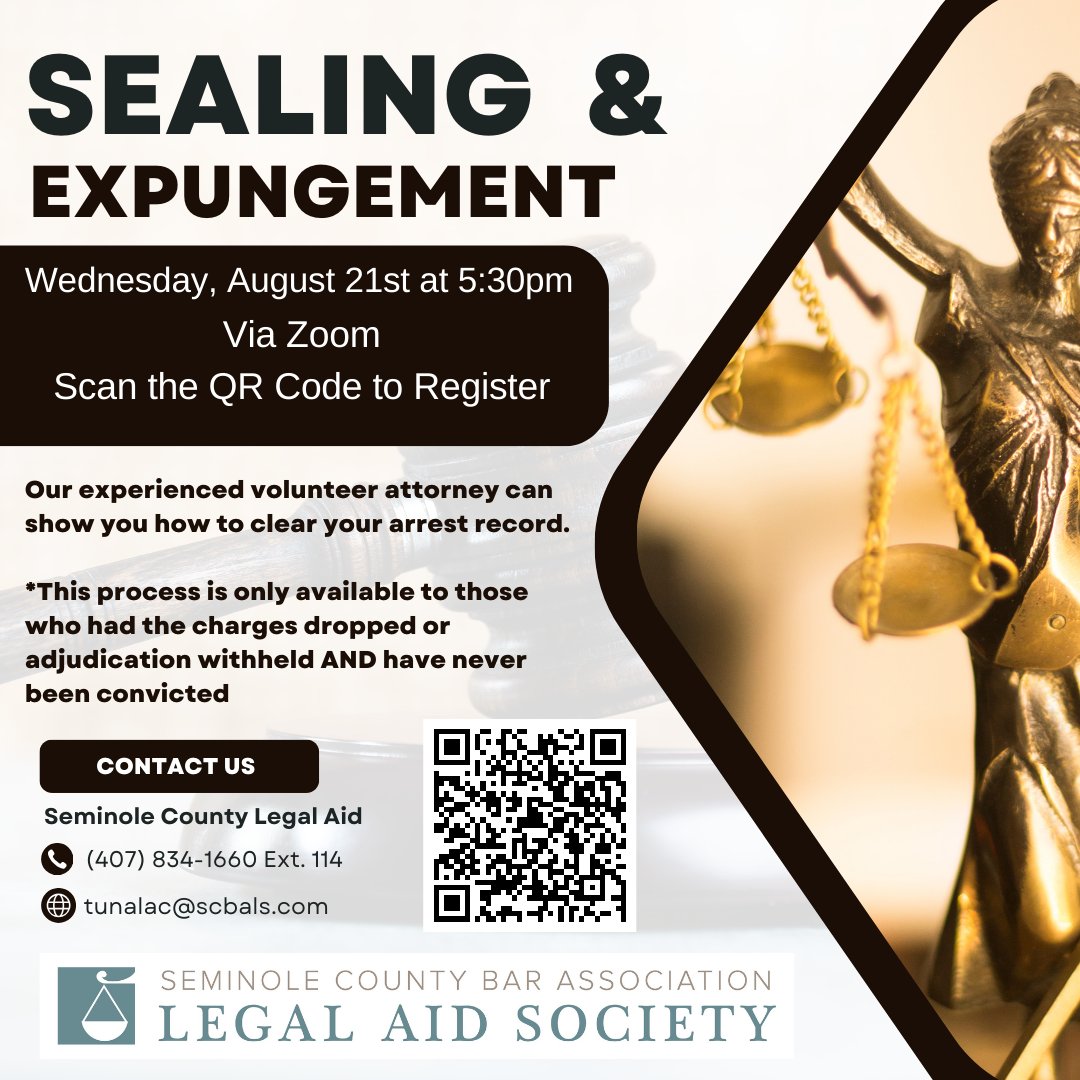 Tomorrow, we will be back online with our virtual Sealing and Expungement workshop. Hear from our amazing volunteer attorney about if you are eligible for the process. #VirtualWorkshop #sealing #ClearYourRecord #FreeLegalAid #FreeLegalAdvice #FreeWorkshop #arrested