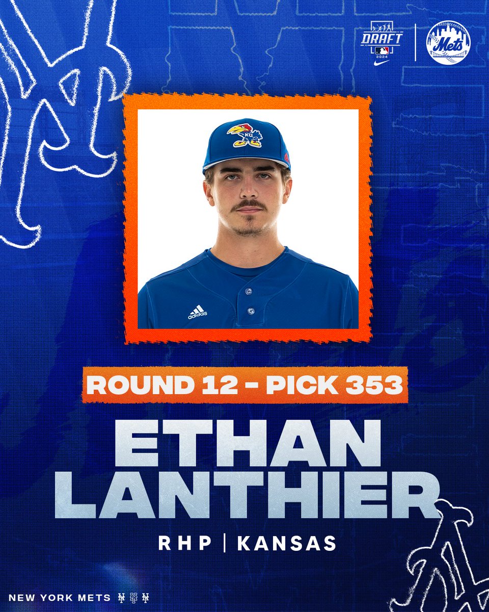 Mets Player Development (@metsplayerdev) on Twitter photo The <a href="/Mets/">New York Mets</a> have selected RHP Ethan Lanthier from Kansas with their 12th round pick. The <a href="/Mets/">New York Mets</a> have selected RHP Ethan Lanthier from Kansas with their 12th round pick.