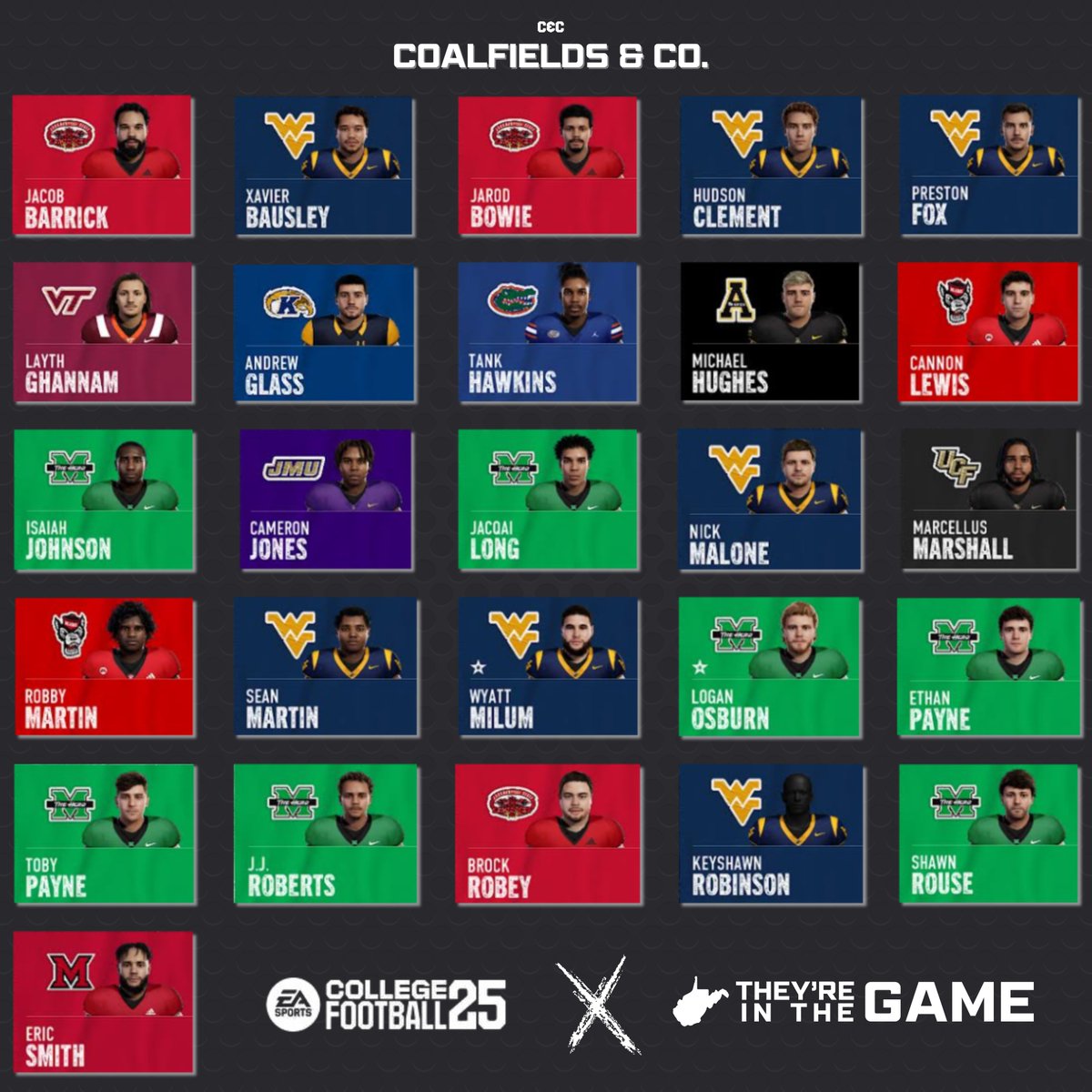 From #wvprepfb to #collegefootball25!  Check out the former Mountain State stars in EA Sports' newest video game.