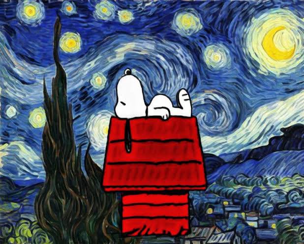 Snoopy observando la noche estrellada…