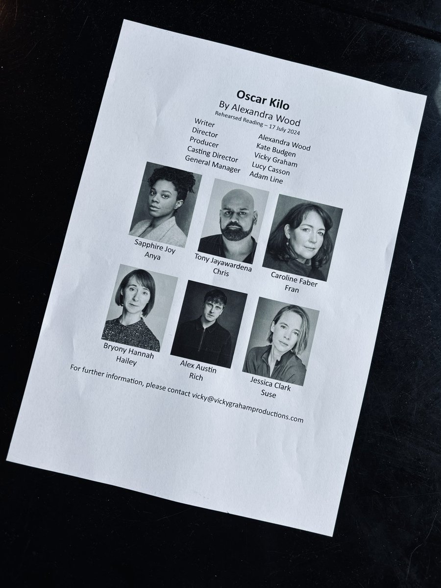 graham_vicky's tweet photo. This feeling never gets old. A glorious rehearsed reading directed by @budgeK meant Alex Wood’s beautiful new play met its first cast members and its first audience today. Can’t wait for whatever comes next. #OscarKilo https://t.co/KkGxS5ydzC