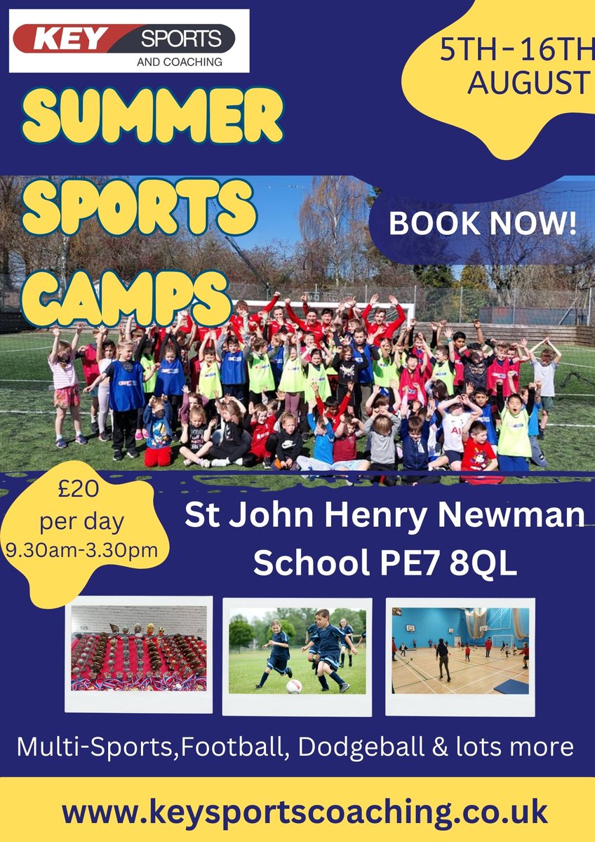☀️1 week to go before our Summer Holiday Sports Camps start!

👓Looks like its going to be another busy Summer!☀️

3 venues to choose from!

💻To book visit keysportscoaching.co.uk