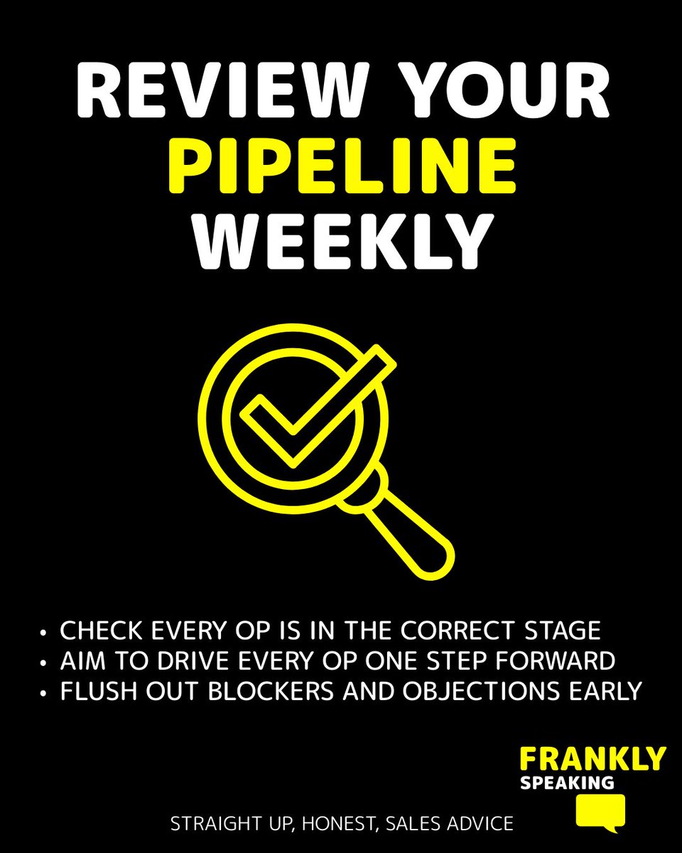 FChevannes's tweet image. Review your pipeline weekly! Stay on point 
#salestips #skillstolearn #pipeline #stayontop #stayonpoint