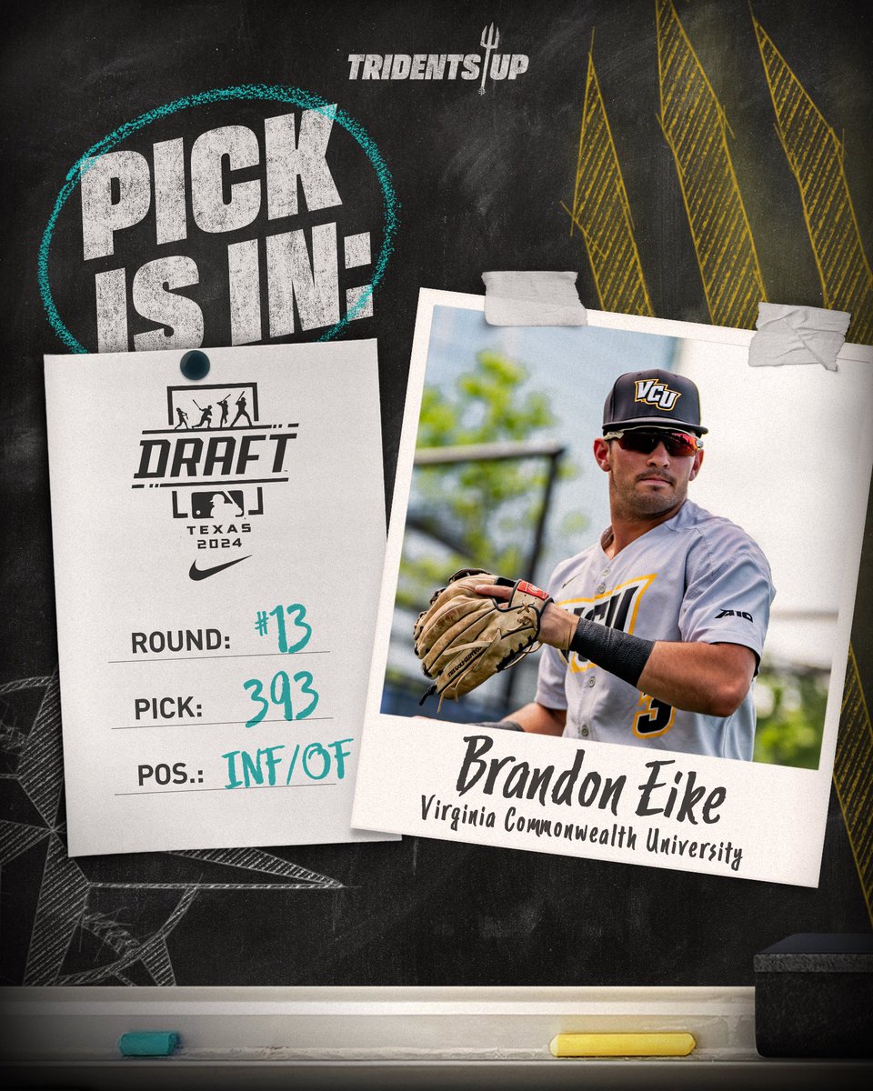 MsPlayerDev's tweet photo. Say hello to our 13th-round pick, @BrandonEike, an INF/OF hailing from @VCUBaseball! #TridentsUp https://t.co/flsq1cSNrp