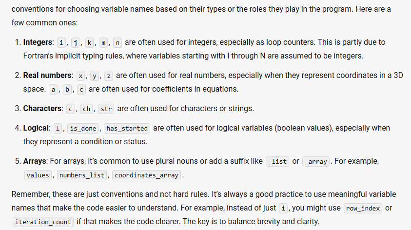 tswain555's tweet image. That comes directly from Fortran.
Back in the 80s Fortran Programmers would get Po-ed if C people used the &quot;wrong&quot; variable name for the type.
It would confuse them and cause them grief :)