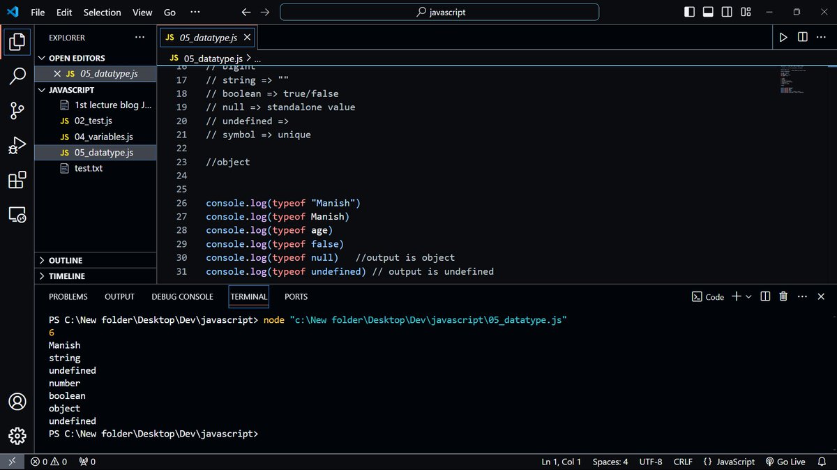 theCodeMaker_7's tweet image. #Day5🔥 Dive into JavaScript datatypes &amp;amp; ECMA standards with Chai aur Code!💻

💡Discover the evolution of JavaScript and why syntax &amp;amp; readability matter! 
#javascript #LearnInPublic #Coding #code #LearningJourney #letsconnect