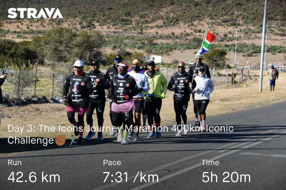 LukhanyoZ's tweet photo. Day 3 of 8 (127.2km of 400km) completed!😁💪🏾
 “Who is gonna carry the boats and the logs?!”
Today’s route was forgiving and we cruised in chilly weather from Waterdown Dam to between Whittlesea &amp; Komani.😅
#CancerMustFall💞
#icons4change❤️
#runtoendhunger
#400kmiconicchallenge24 https://t.co/uzkMTnxNvX