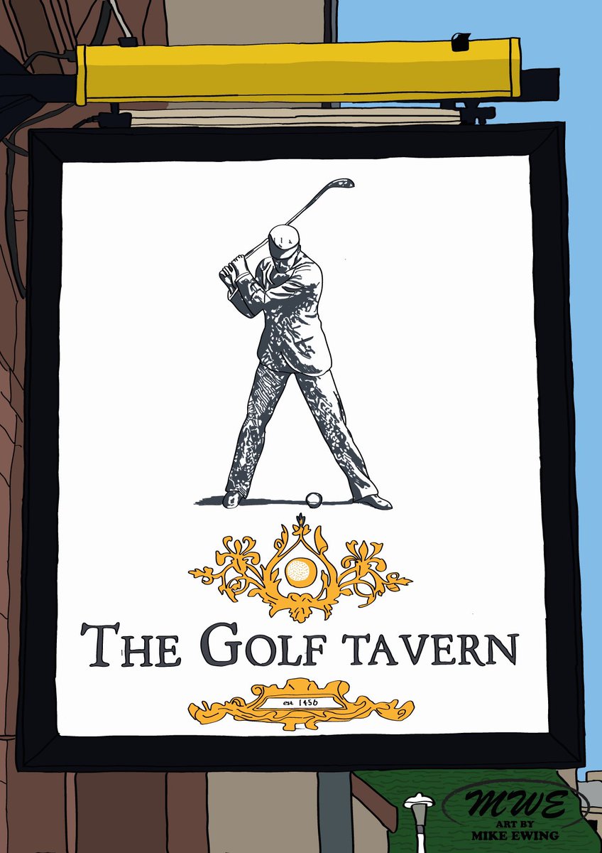 artbymikeewing's tweet image. Latest sign for the pub sign project the golf tavern. As it’s the open this week at Royal Troon thought I would go with a pub that has a golf theme. #edinburgh #thegolftavern #pubsign