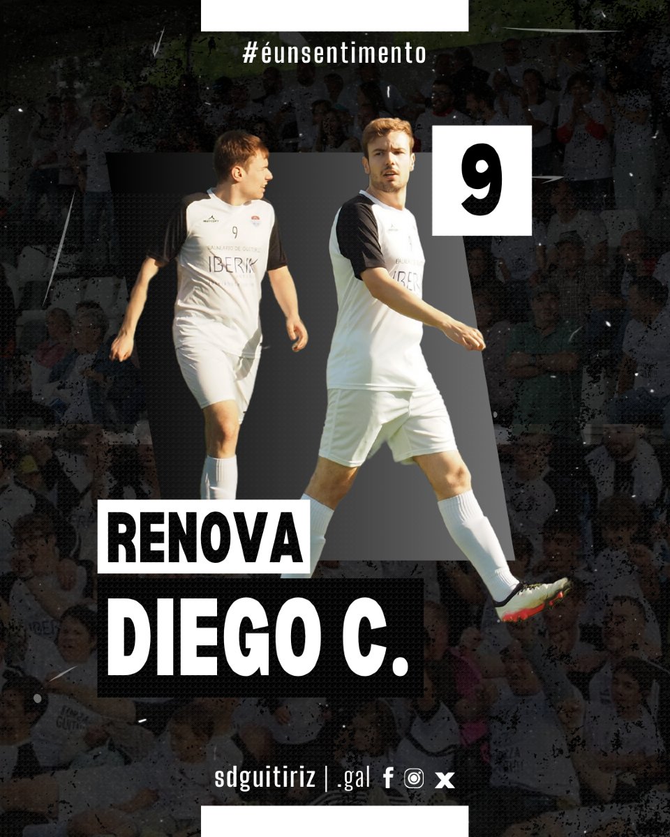 Continúan as renovacións no #PrimeiroEquipo ‼️

Diego Castro xogará unha tempada máis na #SDGuitiriz. O dianteiro de vintecatro anos desputará a súa quinta tempada no #SusoCruz.

#éunsentimento🤍