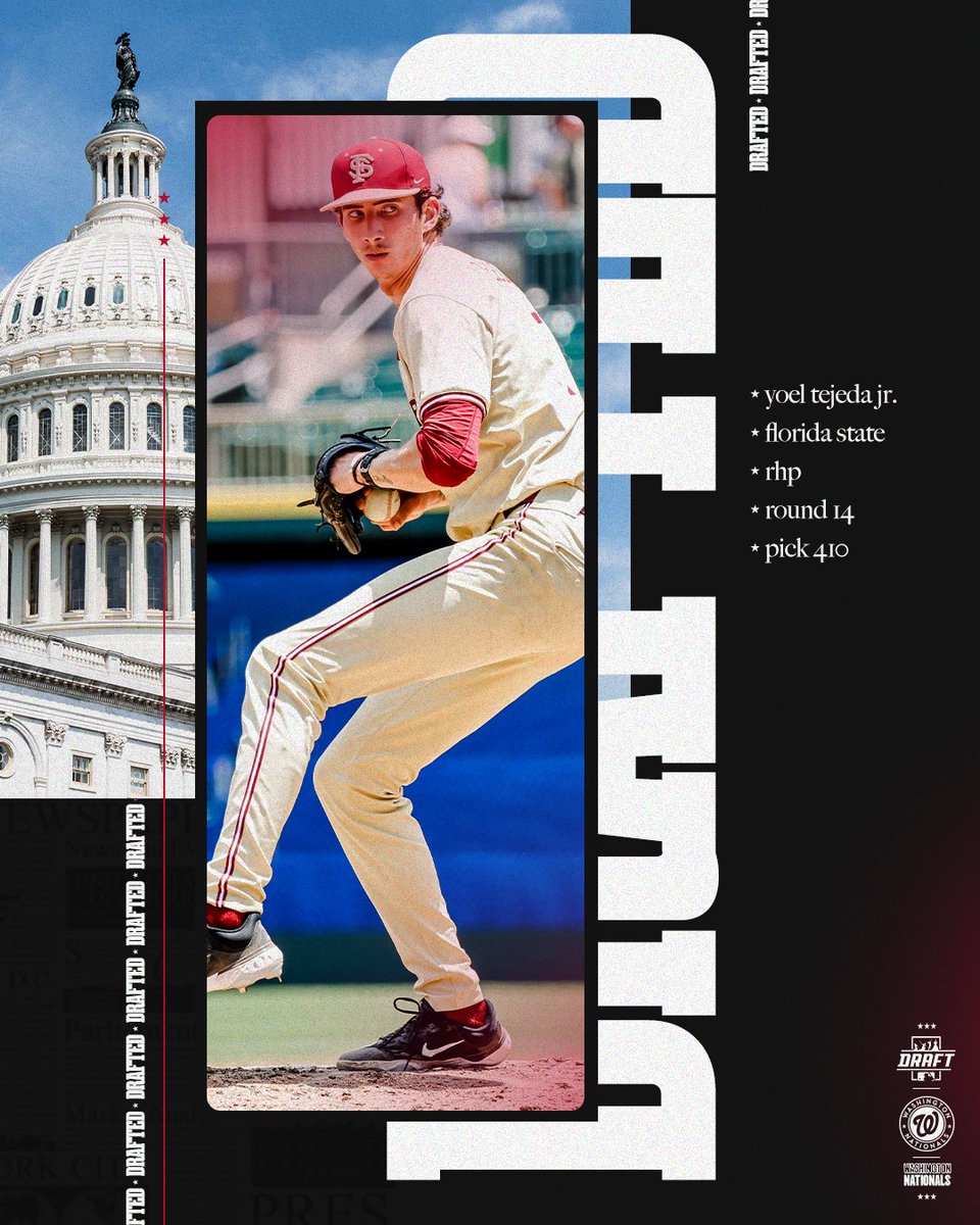 Welcome to the <a href="/Nationals/">Washington Nationals</a>, Yoel!

With the 410th pick in the 2024 MLB Draft, the Nats select RHP Yoel Tejeda Jr. from Florida State.