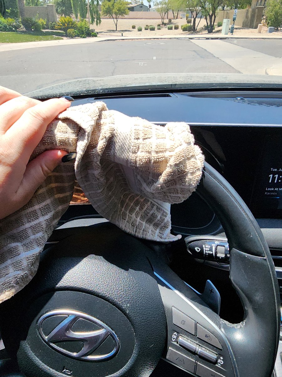 Driving in AZ be like....

(Washcloth over wheel to keep it from burning me)