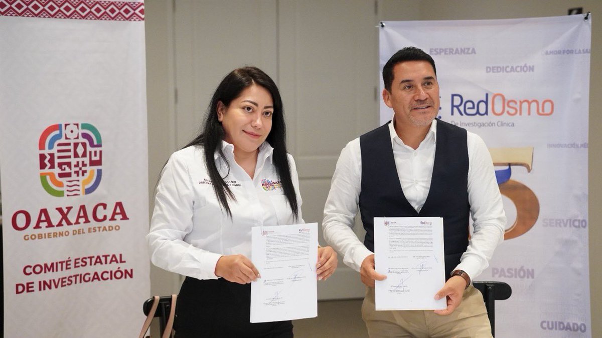 SSO_GobOax's tweet photo. Para el desarrollo y evaluación del #PremioEstatalDeInvestigaciónEnSalud, así como conformar la base de datos de investigadores en la entidad, a través de un convenio colaborativo, @SSO_GobOax y @RedOSMO lanzaron la plataforma de Investigación Científica en Salud #PICES. https://t.co/1XpGhlRwrD