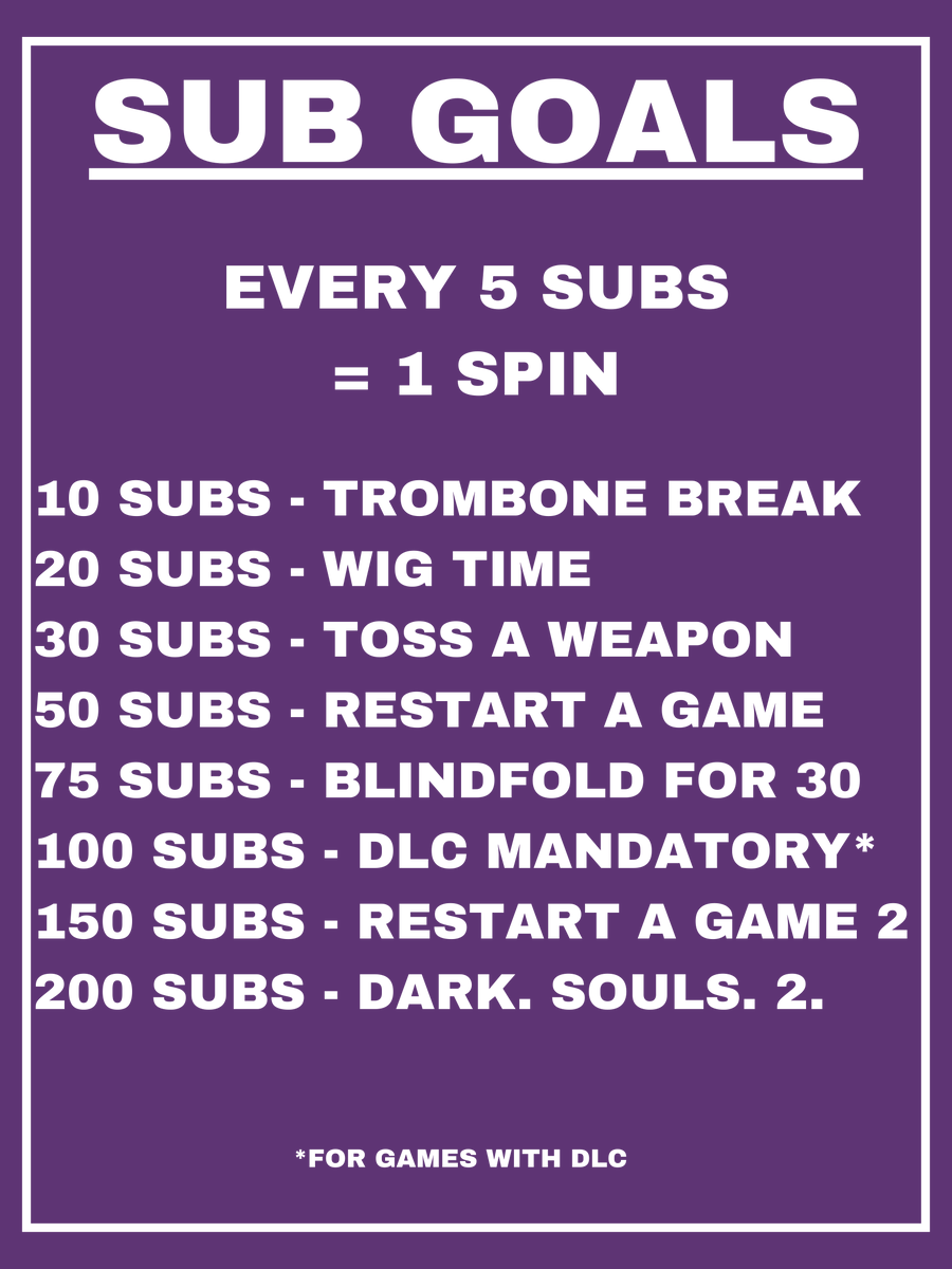 JULY 26 

FROMSOFT ROULETTE 

EVERYTIME I DIE I SWITCH GAMES 

SUBS CAN MESS WITH ME

GOES UNTIL I BEAT ONE GAME