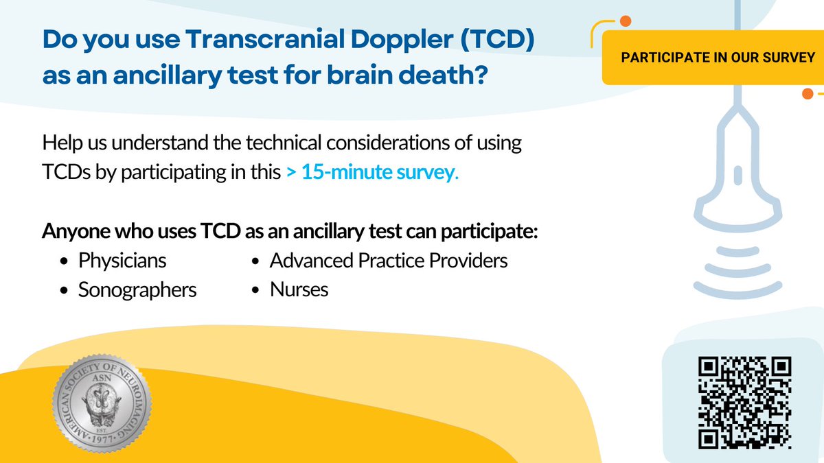 AlexReynoldsMD's tweet photo. Please participate in this survey about TCD use in brain death!  From the @asneuroimaging Brain Death Task Force 🧠

https://t.co/ZfIhEtCVkQ https://t.co/Ua6LB4D2HU