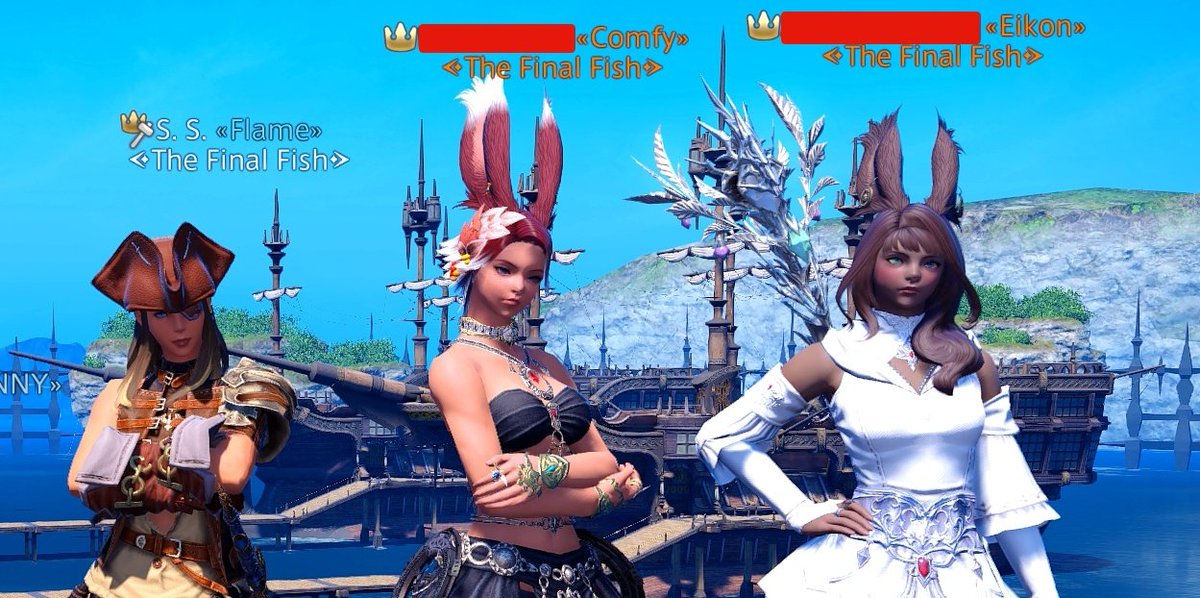 The energy in this screenshot is now absurd. This is like having a Conquerer's Haki. I'm in a Linkshell with, like, 7 other Final Fishes and it's hysterical when we do dungeons together; People get wildly concerned they're about to get jumped. I love it.