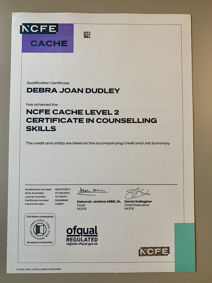 Debra2971642757's tweet photo. Nice to receive my certificate for my latest piece of CPD ☺️ #CPD #LifeLongLearning #NCFE #OFQUAL #MentalHealthSupport #MentalHealthMatters #MentalHealthAwareness https://t.co/tt8yWe3LE2