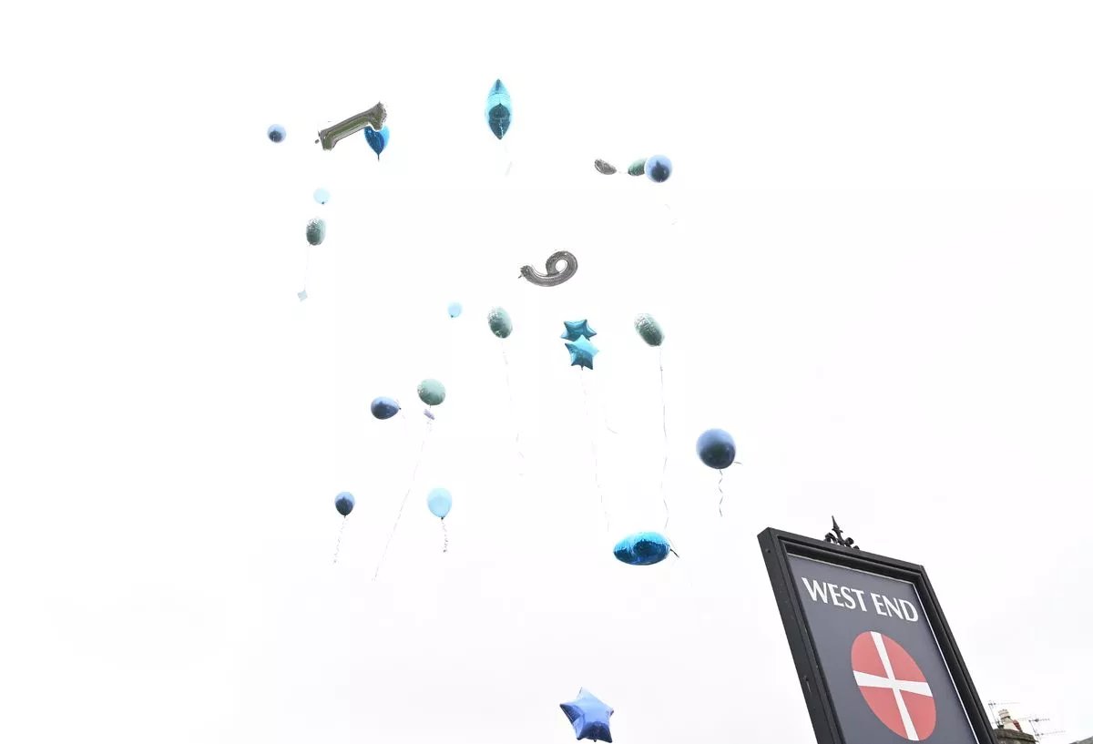 BPINewsOrg's tweet photo. Friends gather for an emotional vigil in Oswaldtwistle, releasing dozens of balloons to honor Jay Slater. Messages of love and remembrance filled the sky. #JaySlater #Vigil #FlyHighJay #Oswaldtwistle https://t.co/dKAVUFPmRw